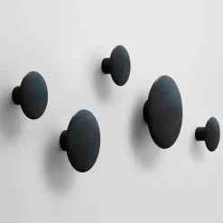 The Dots coat hook black, Ø6,5 cm