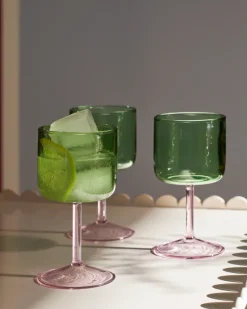 Tint wine glass 25 cl 2-pack, Green-pink