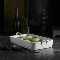 Toulouse lasagne plate white with handle, White