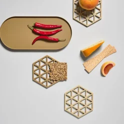 Triangles trivet 14x16 cm, khaki