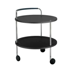 Trolley Round basic serving trolley, Dark grey, chrome frame