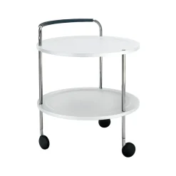 Trolley Round basic serving trolley, White, chrome frame