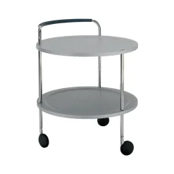 Trolley Round basic serving trolley, Light grey, chrome frame