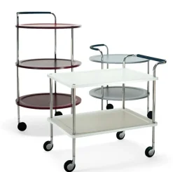 Trolley Round basic serving trolley, Light grey, chrome frame