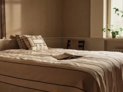 Twill bedspread, Off-white-black, 230x260 cm