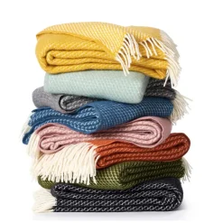 Velvet wool throw, light blue