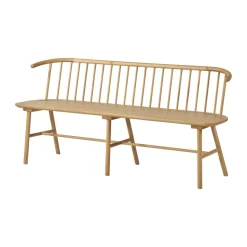 VIOR bench with backrest, Lacquered oak