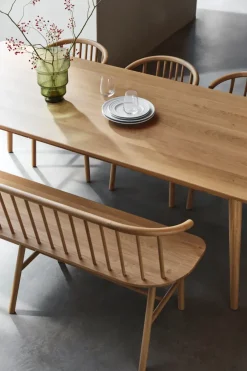 VIOR bench with backrest, Lacquered oak