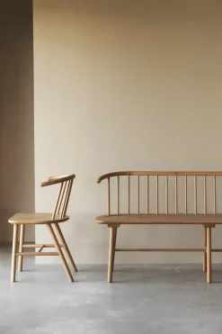 VIOR bench with backrest, Lacquered oak