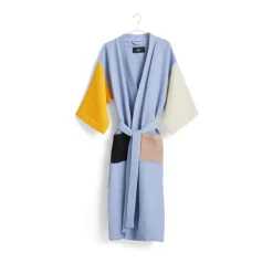 Waffle bathrobe, Dusty blue-multi one size