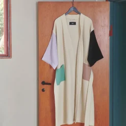 Waffle bathrobe, Off white-multi one size