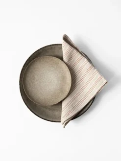 Washed linen napkin, Hazelnut stripe