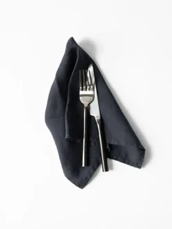 Washed linen napkin, Midnight blue