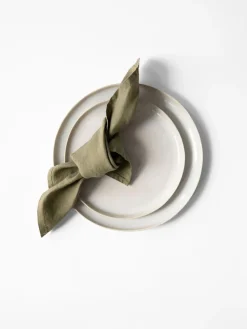 Washed linen napkin, Olive