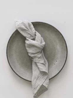 Washed linen napkin, Pinstripe