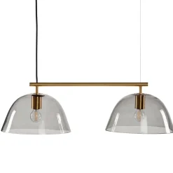 Wendo 70 ceiling lamp smoke-coloured glass, Brass finish
