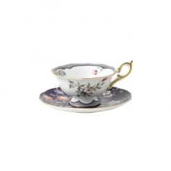 Wonderlust small teacup with saucer, midnight garden