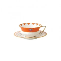 Wonderlust teacup with saucer, peony diamond