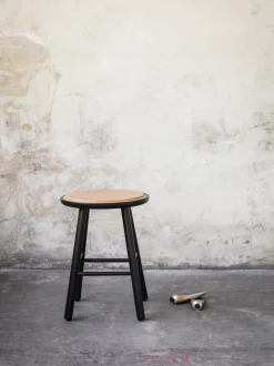 ZigZag pad stool/bar stool, Bonded leather black